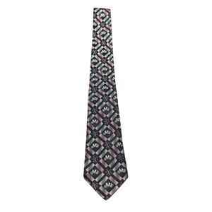 Vintage Regal X Arko's Classic Neck Tie Black/White/Pink Geometric Print